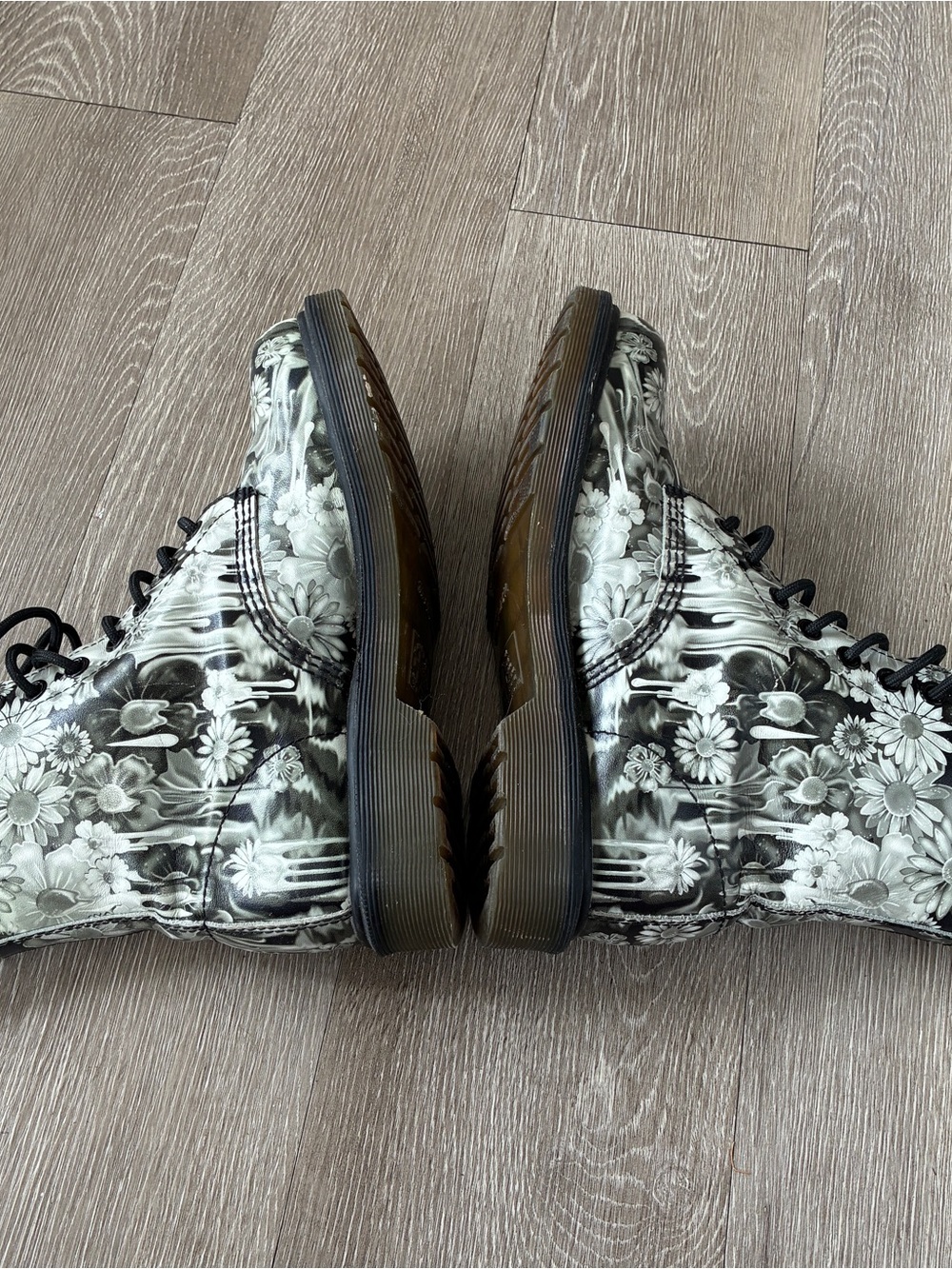 DR MARTENS rare floral slime drip boots punk grunge indie monotone leather - Picture 5 of 8